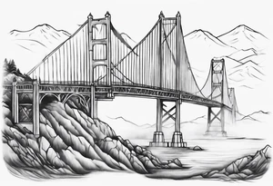 Goledn Gate Bridge with fog rolling in with Marin hills in the background tattoo idea