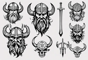 I want a detailed tattoo of a viking head with the company name “Viking Customs” incorporated in the design tattoo idea