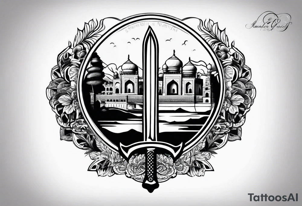 punjab map tattoo design with sword tattoo idea