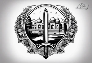 punjab map tattoo design with sword tattoo idea