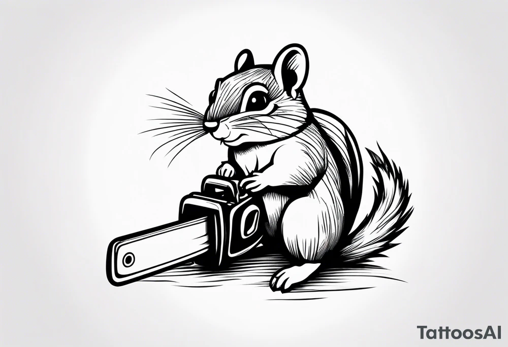 Chipmunk with a chainsaw tattoo idea