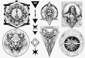 Geometrical x Greek mythology half sleeve tattoo idea