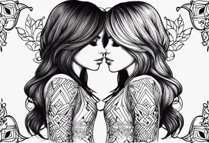 tatuaje de dos niñas y un hombre, los nombres de las niñas Steffy y Hayley con la Frace Por Siempre Juntos tattoo idea