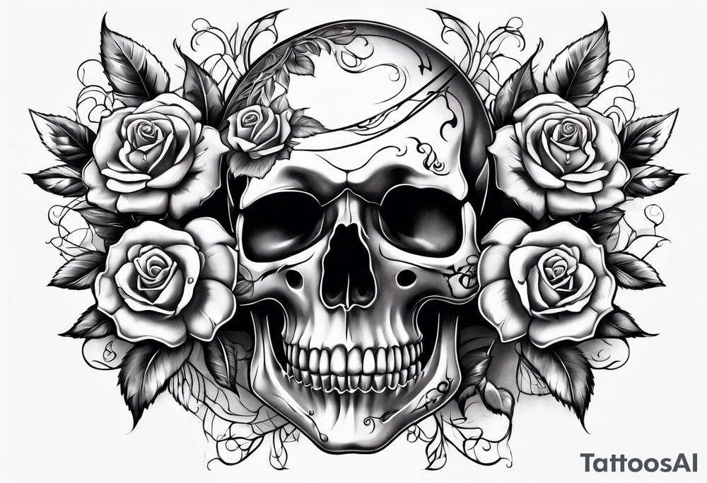 skull and roses tattoo idea