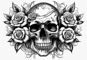 skull and roses tattoo idea