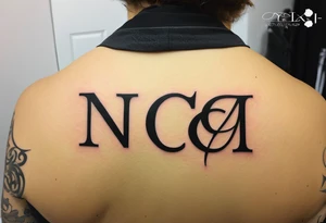 Initials NCA with roman numerals 9-15-16 tattoo idea