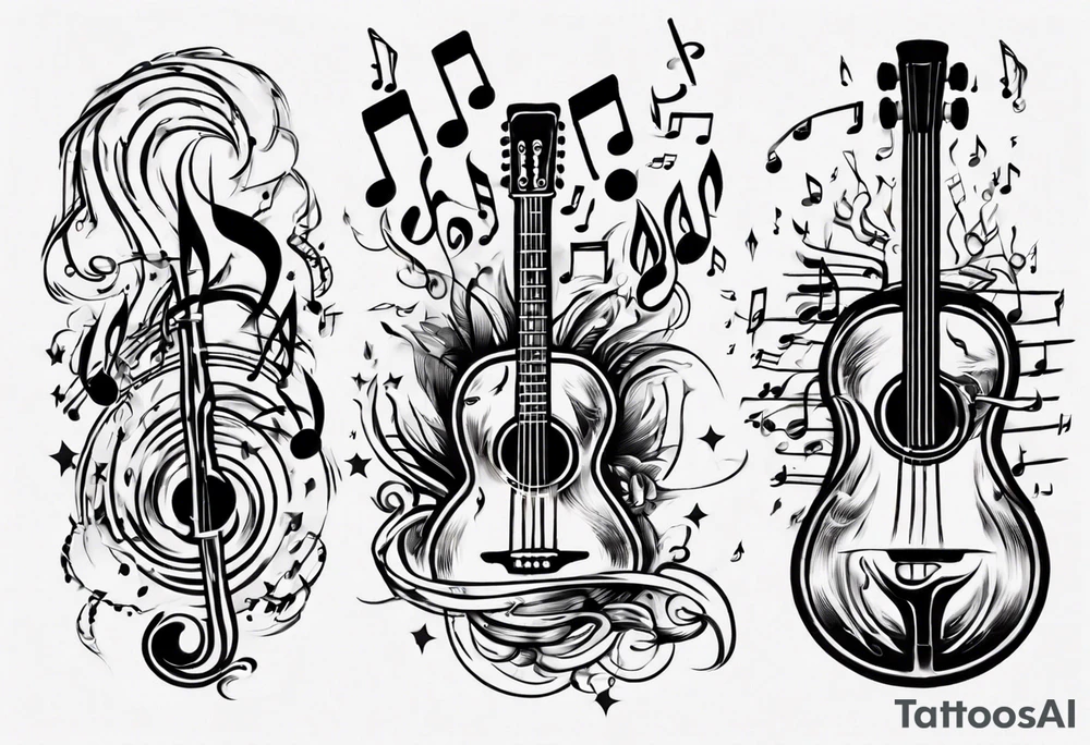 music stave hearth tattoo idea