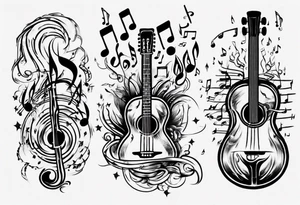 music stave hearth tattoo idea