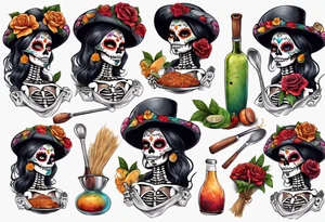 La catrina, cooking, day of the dead tattoo idea