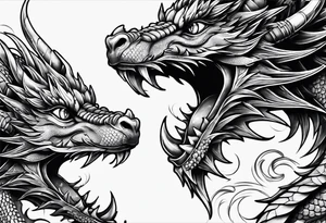 two dragons fine lines tattoo idea