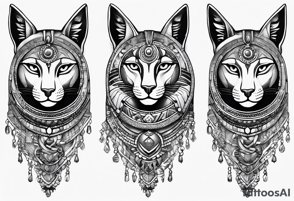 Sexy Bastet goddess walking tattoo idea