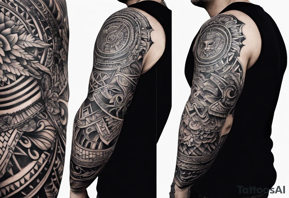 mayan sleeve tattoo idea