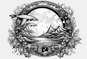 Pisces in a full moon tattoo idea