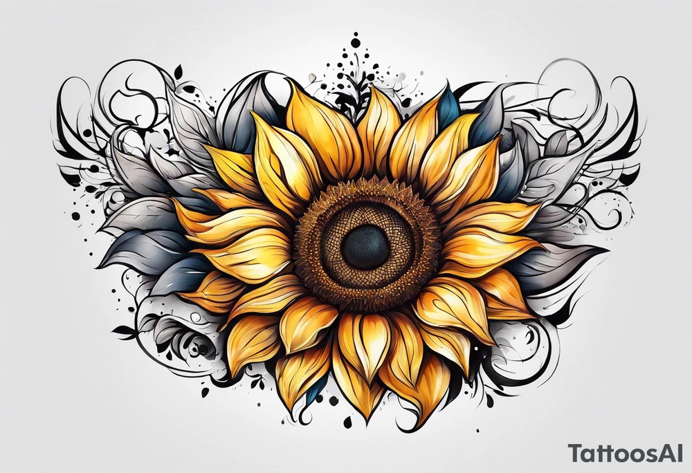 Sunflower arm sleeve tattoo idea