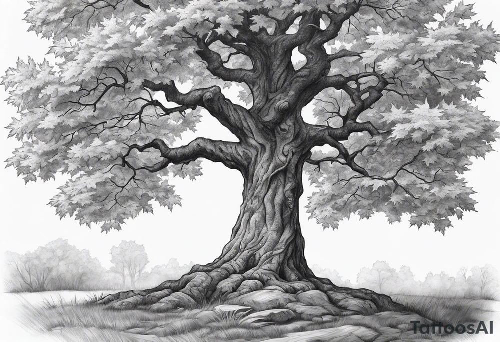 A maple tree with a cross as the trunk. tattoo idea