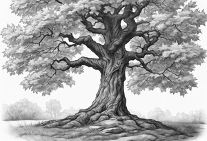 A maple tree with a cross as the trunk. tattoo idea