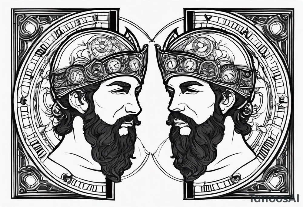 Janus, timeless clock tattoo idea