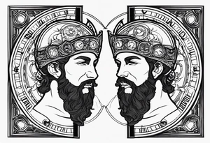 Janus, timeless clock tattoo idea