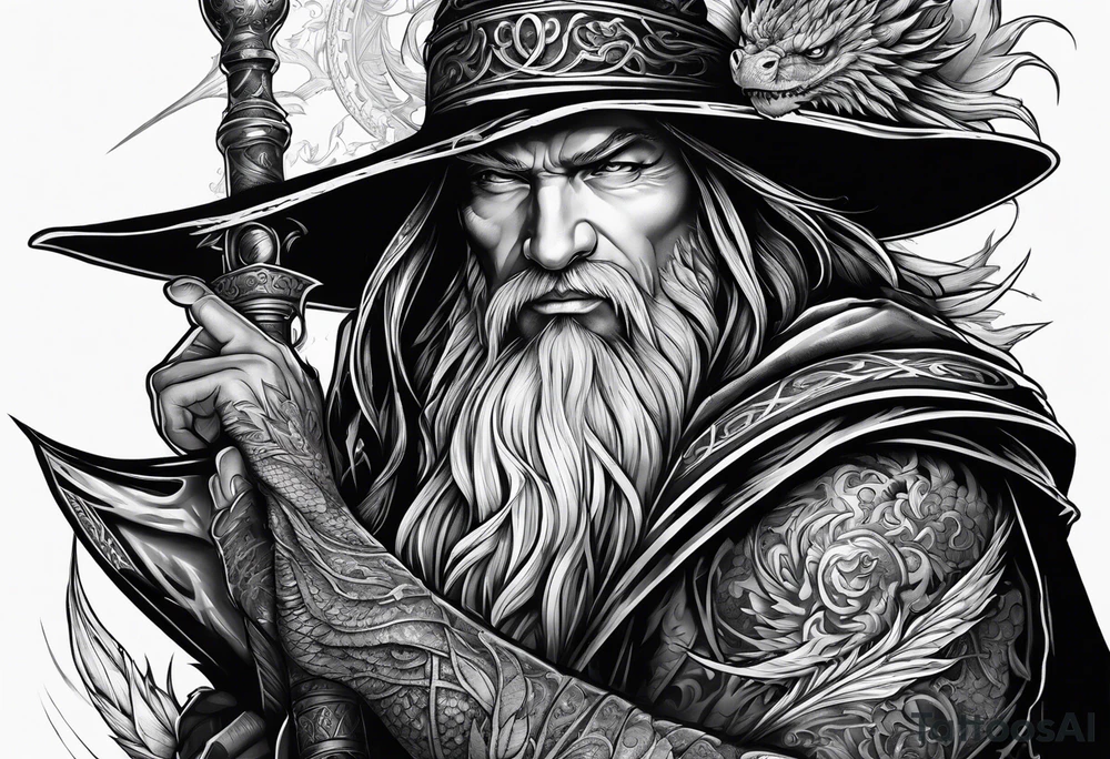 Wizard with dragon tattoo idea