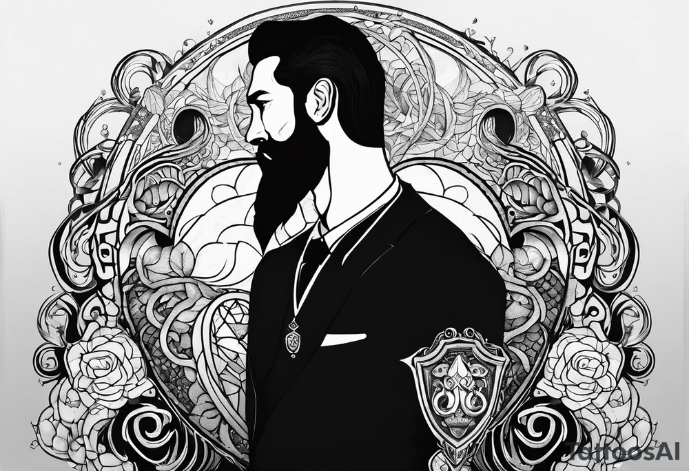 Long tattoo for arm. Lovecraftian creature, protecting a heart. Ctulhu. tattoo idea