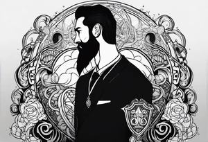 Long tattoo for arm. Lovecraftian creature, protecting a heart. Ctulhu. tattoo idea