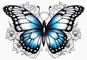carnation moon blue butterfly tattoo idea