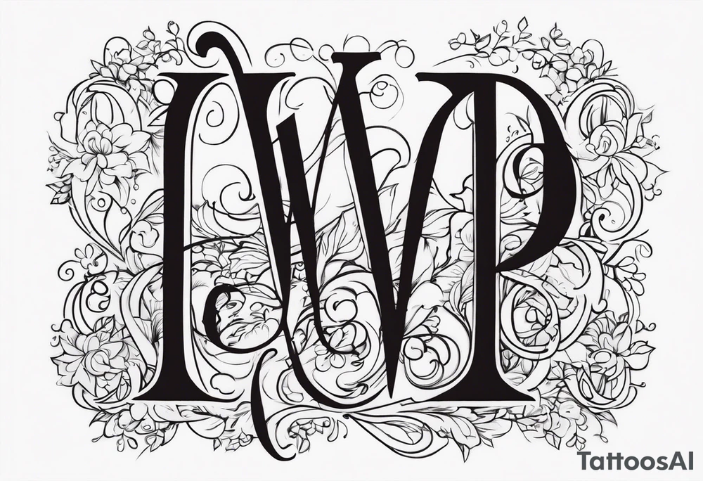The word “wanderlust” with the initials “jda” in the middle. Whimsical font tattoo idea