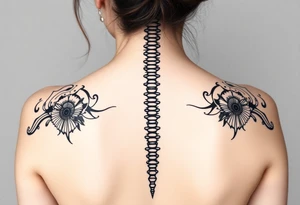 Spinal futuristic, full length, shoulders to lower back tattoo idea