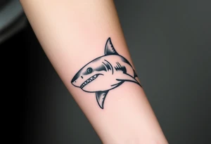 Masculine strong shark flowing forward in water tattoo idea