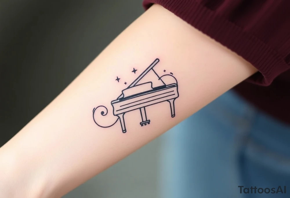 grand piano under the stars swirl treble tattoo idea