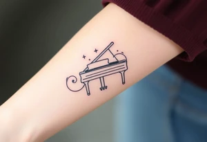 grand piano under the stars swirl treble tattoo idea