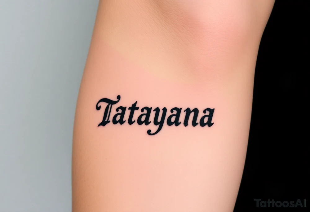Tatayana name tattoo for a father using old English lettering tattoo idea