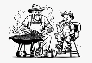 Father and son spending time grilling outside tattoo idea