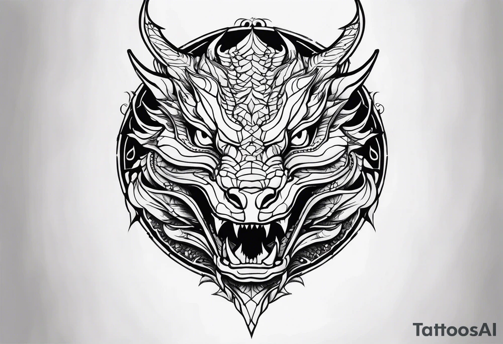Dragon head facing front tattoo idea