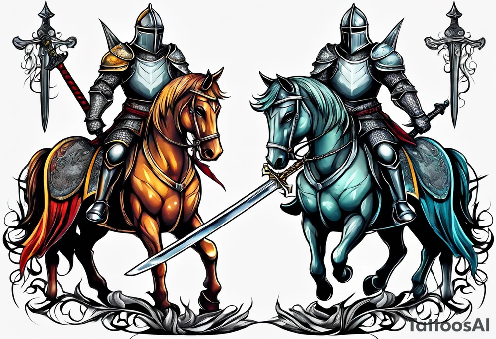 knight with sword tattoo idea