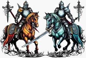 knight with sword tattoo idea