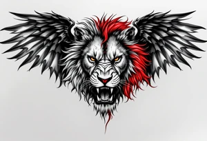 make a lion-serpent mix with wings(make with red and black) tattoo idea