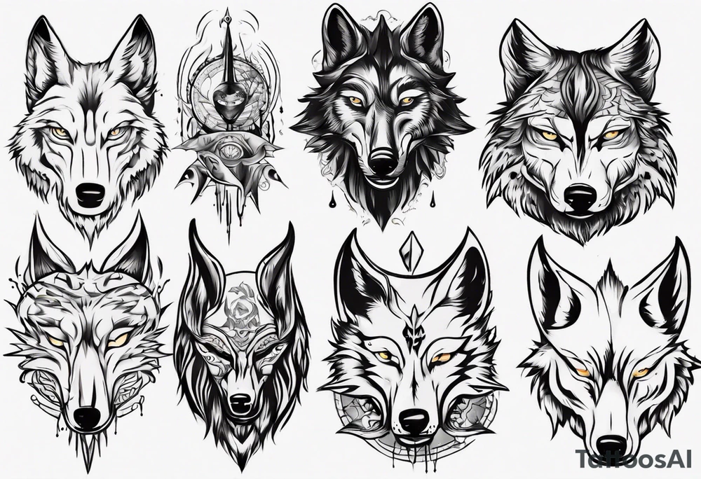 wolf head tattoo idea