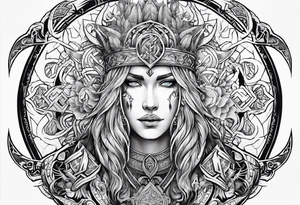 gods of Scandinavian mythology and runes tattoo idea