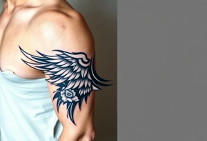 Wing with compass  a clock  with roses tattoo idea