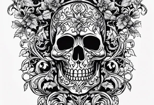 Leafy vines with grave yard tattoo idea