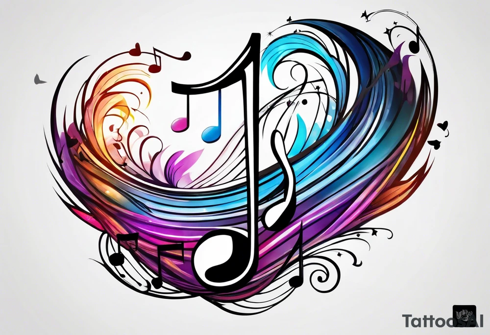 music note sleeve tattoo idea