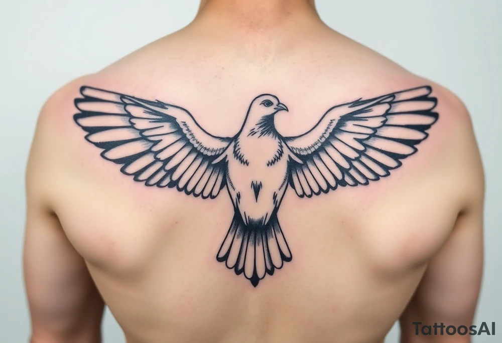 Majestic pigeon from the front spreading the wings tattoo idea