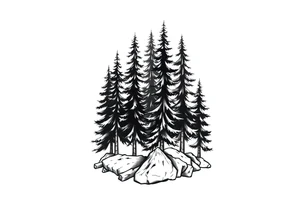 Coniferous forest tattoo sleeve black and gray tattoo idea