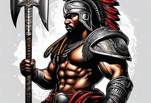 african warrior with Spartan soldier tattoo idea