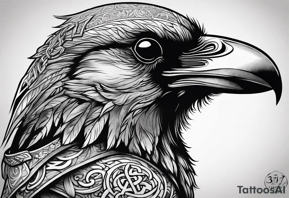 Viking Raven with smoke and the word 337 tattoo idea