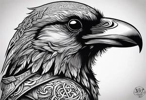 Viking Raven with smoke and the word 337 tattoo idea