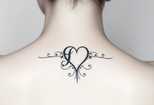 Letter B with a heart tattoo idea