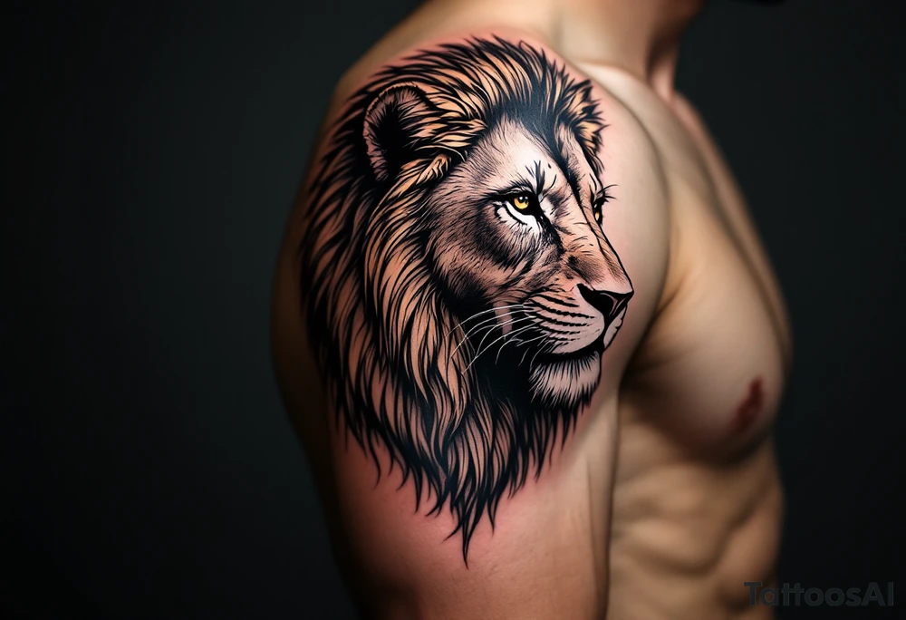 egyptian themed lion (red and black) tattoo idea