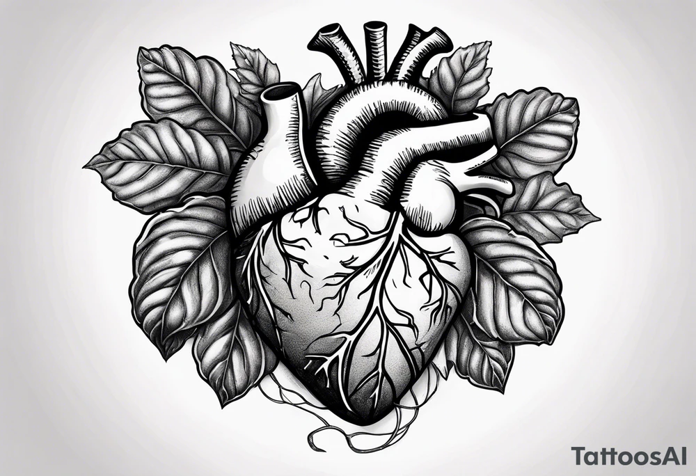 Manly Human heart intertwined with cabbage leaves and the word “survivor” tattoo idea